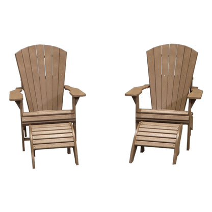 CRPlastics C03 Upright Adirondack Chair Pair with F01 Footstool Pair