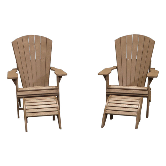 CRPlastics C03 Upright Adirondack Chair Pair with F01 Footstool Pair
