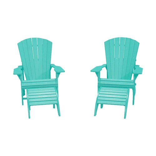 CRPlastics C03 Upright Adirondack Chair Pair with F01 Footstool Pair