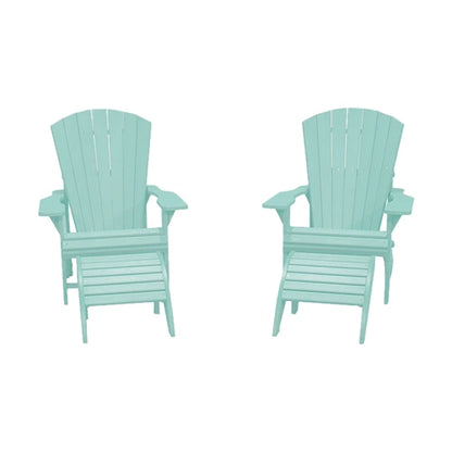 CRPlastics C03 Upright Adirondack Chair Pair with F01 Footstool Pair