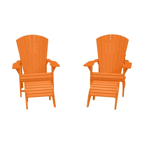 CRPlastics C03 Upright Adirondack Chair Pair with F01 Footstool Pair