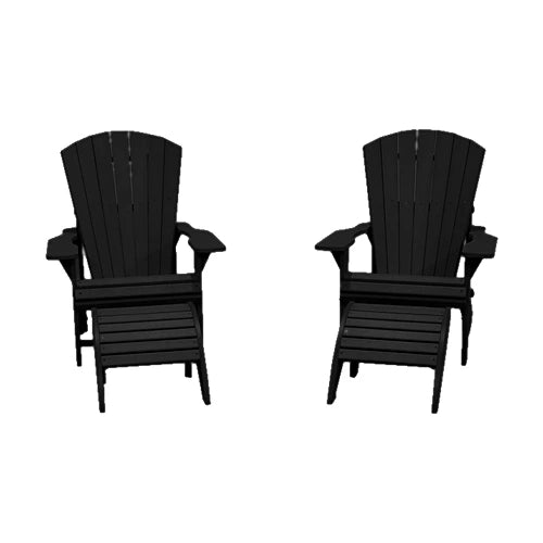 CRPlastics C03 Upright Adirondack Chair Pair with F01 Footstool Pair