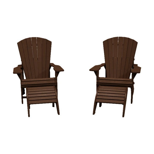 CRPlastics C03 Upright Adirondack Chair Pair with F01 Footstool Pair