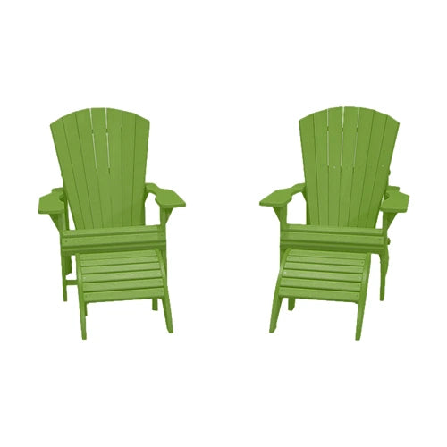 CRPlastics C03 Upright Adirondack Chair Pair with F01 Footstool Pair