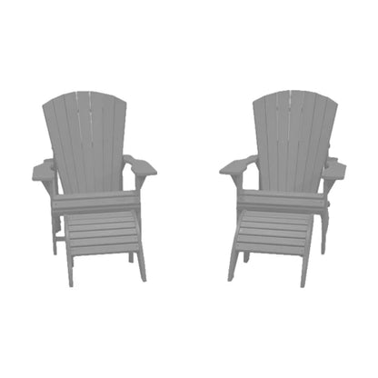 CRPlastics C03 Upright Adirondack Chair Pair with F01 Footstool Pair