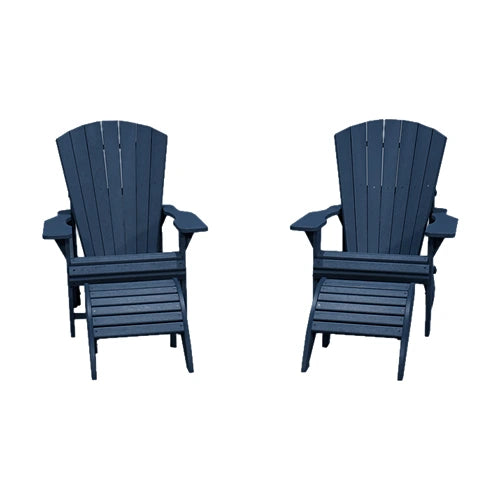 CRPlastics C03 Upright Adirondack Chair Pair with F01 Footstool Pair