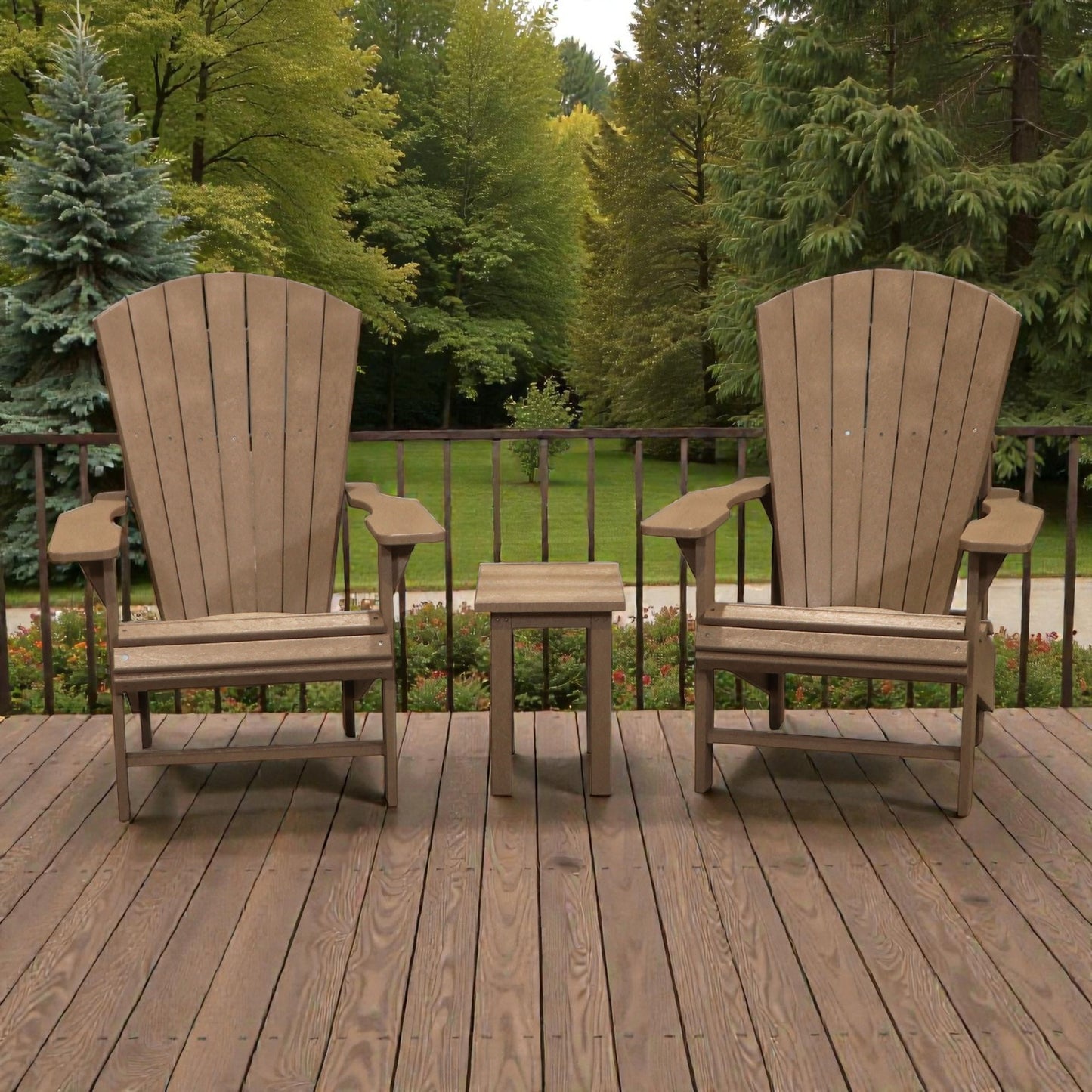 CRPlastics C03 Upright Adirondack Chair Pair with T01 Small Table