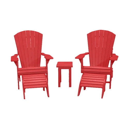 CRPlastics C03 Upright Adirondack Chair Pair with F01 Footstools and T01 Small Table