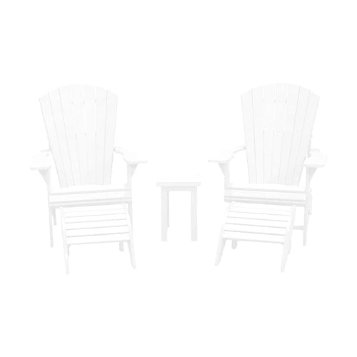 CRPlastics C03 Upright Adirondack Chair Pair with F01 Footstools and T01 Small Table