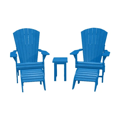 CRPlastics C03 Upright Adirondack Chair Pair with F01 Footstools and T01 Small Table