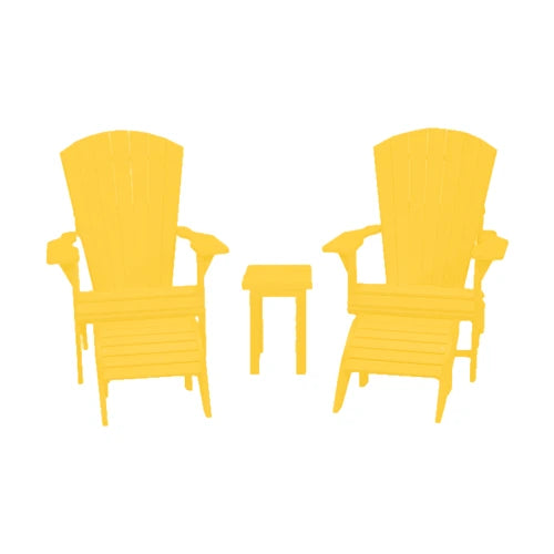 CRPlastics C03 Upright Adirondack Chair Pair with F01 Footstools and T01 Small Table