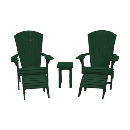 CRPlastics C03 Upright Adirondack Chair Pair with F01 Footstools and T01 Small Table