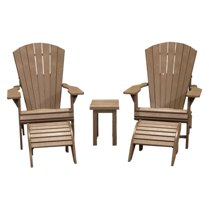 CRPlastics C03 Upright Adirondack Chair Pair with F01 Footstools and T01 Small Table