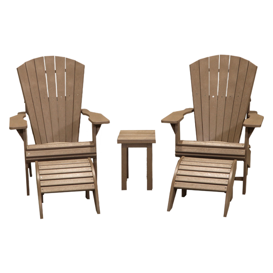 CRPlastics C03 Upright Adirondack Chair Pair with F01 Footstools and T01 Small Table