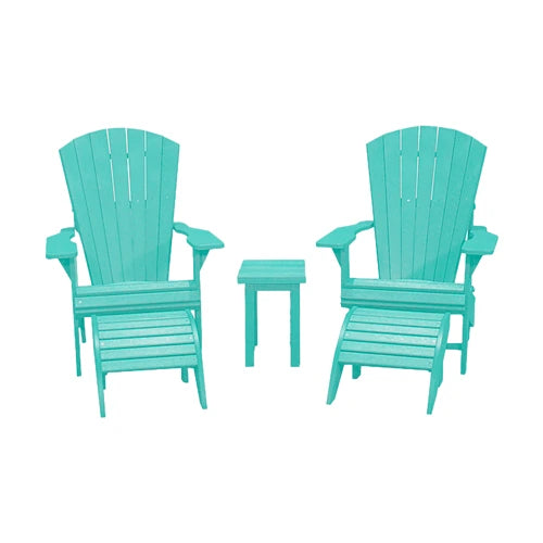 CRPlastics C03 Upright Adirondack Chair Pair with F01 Footstools and T01 Small Table