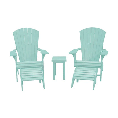 CRPlastics C03 Upright Adirondack Chair Pair with F01 Footstools and T01 Small Table