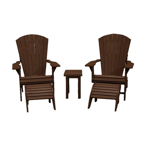 CRPlastics C03 Upright Adirondack Chair Pair with F01 Footstools and T01 Small Table