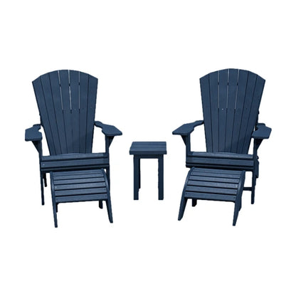 CRPlastics C03 Upright Adirondack Chair Pair with F01 Footstools and T01 Small Table