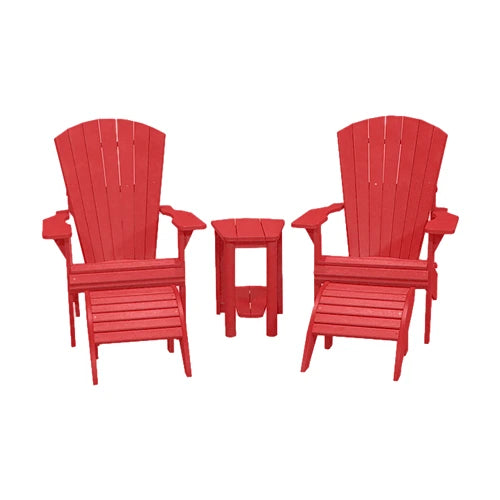 CRPlastics C03 Upright Adirondack Chair Pair with F01 Footstools and T04 Addy Side Table