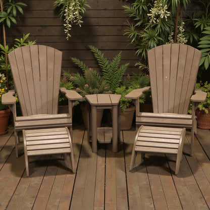 CRPlastics C03 Upright Adirondack Chair Pair with F01 Footstools and T03 Addy Side Table
