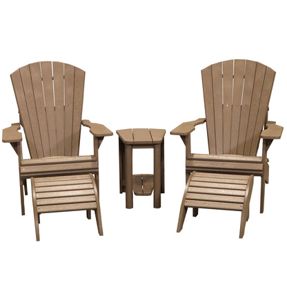 CRPlastics C03 Upright Adirondack Chair Pair with F01 Footstools and T03 Addy Side Table