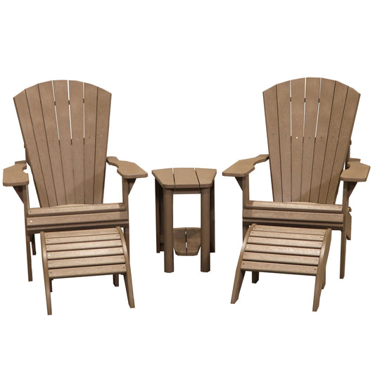 CRPlastics C03 Upright Adirondack Chair Pair with F01 Footstools and T03 Addy Side Table
