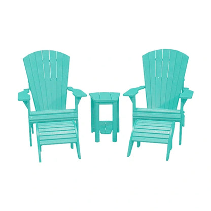 CRPlastics C03 Upright Adirondack Chair Pair with F01 Footstools and T04 Addy Side Table