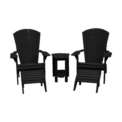 CRPlastics C03 Upright Adirondack Chair Pair with F01 Footstools and T04 Addy Side Table