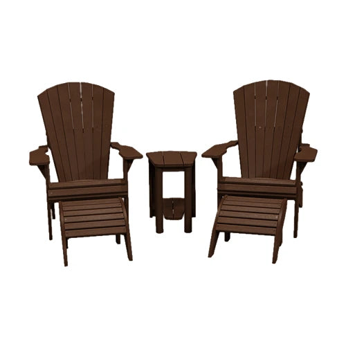 CRPlastics C03 Upright Adirondack Chair Pair with F01 Footstools and T04 Addy Side Table