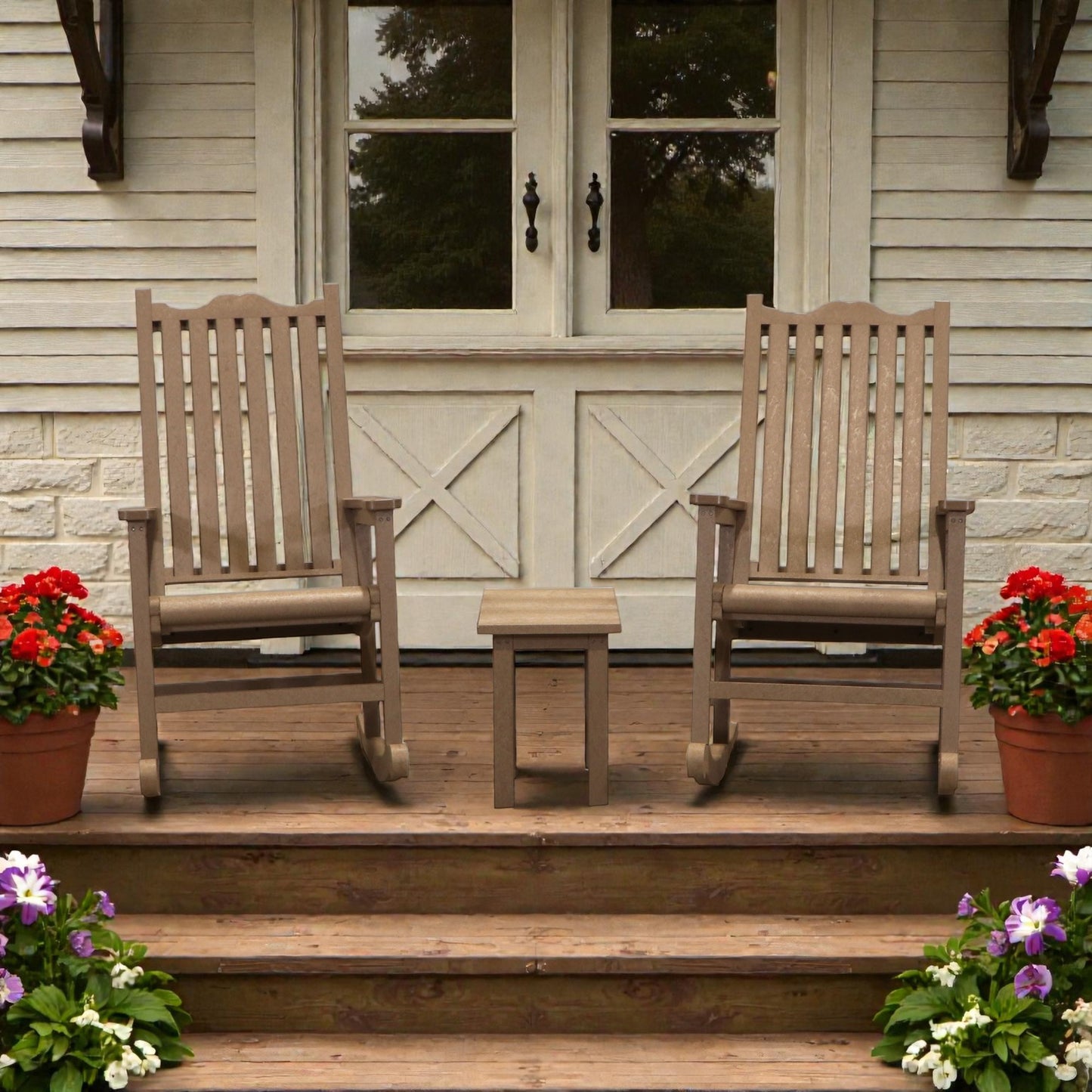 CRPlastics C05 Porch Rocker Pair with T01 Small Table