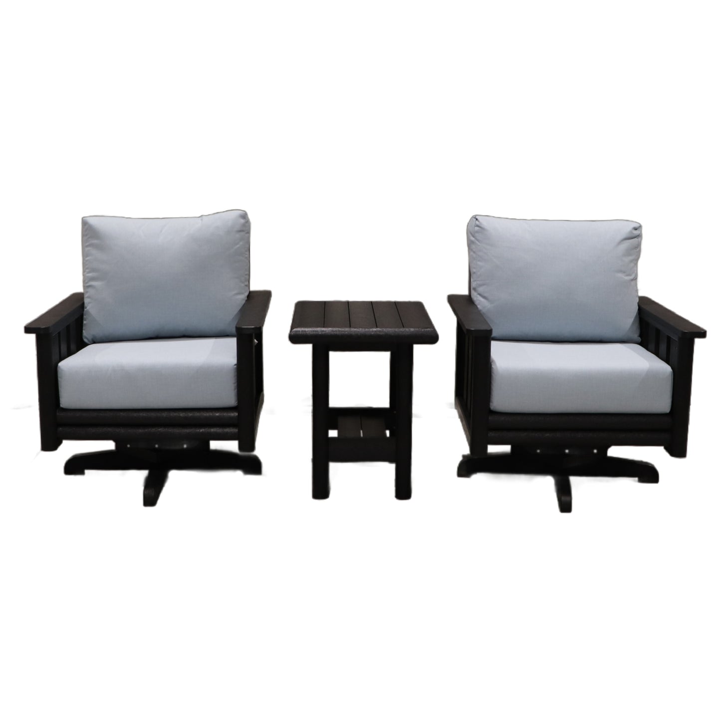 CRPlastics DSF264 Stratford Swivel Arm Chair Pair with DST268 Stratford End Table