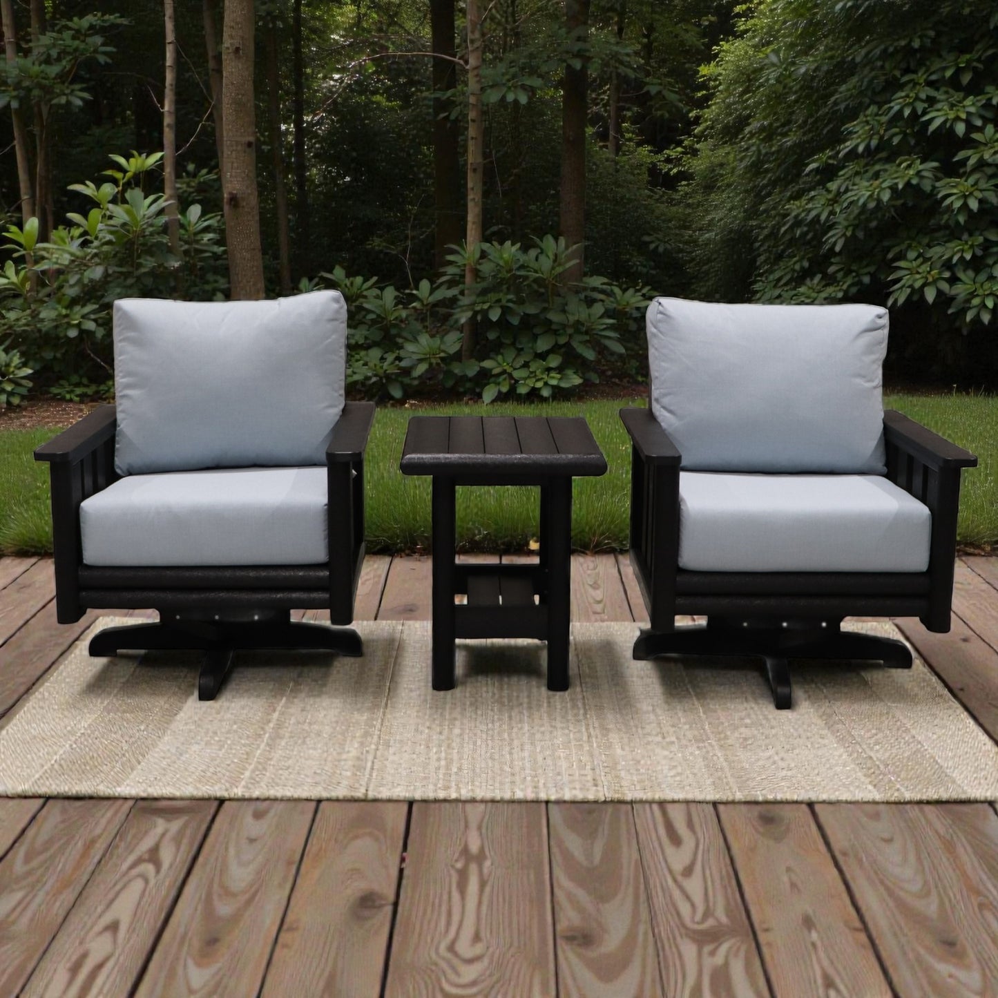 CRPlastics DSF264 Stratford Swivel Arm Chair Pair with DST268 Stratford End Table