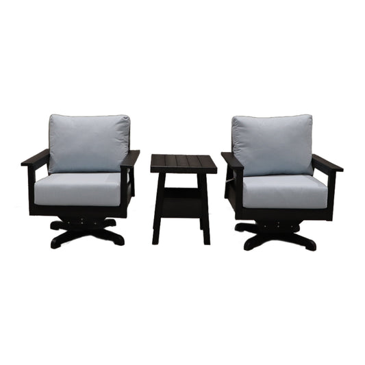 CRPlastics DSF284 Tofino Swivel Arm Chair Pair with DST288 Tofino End Table