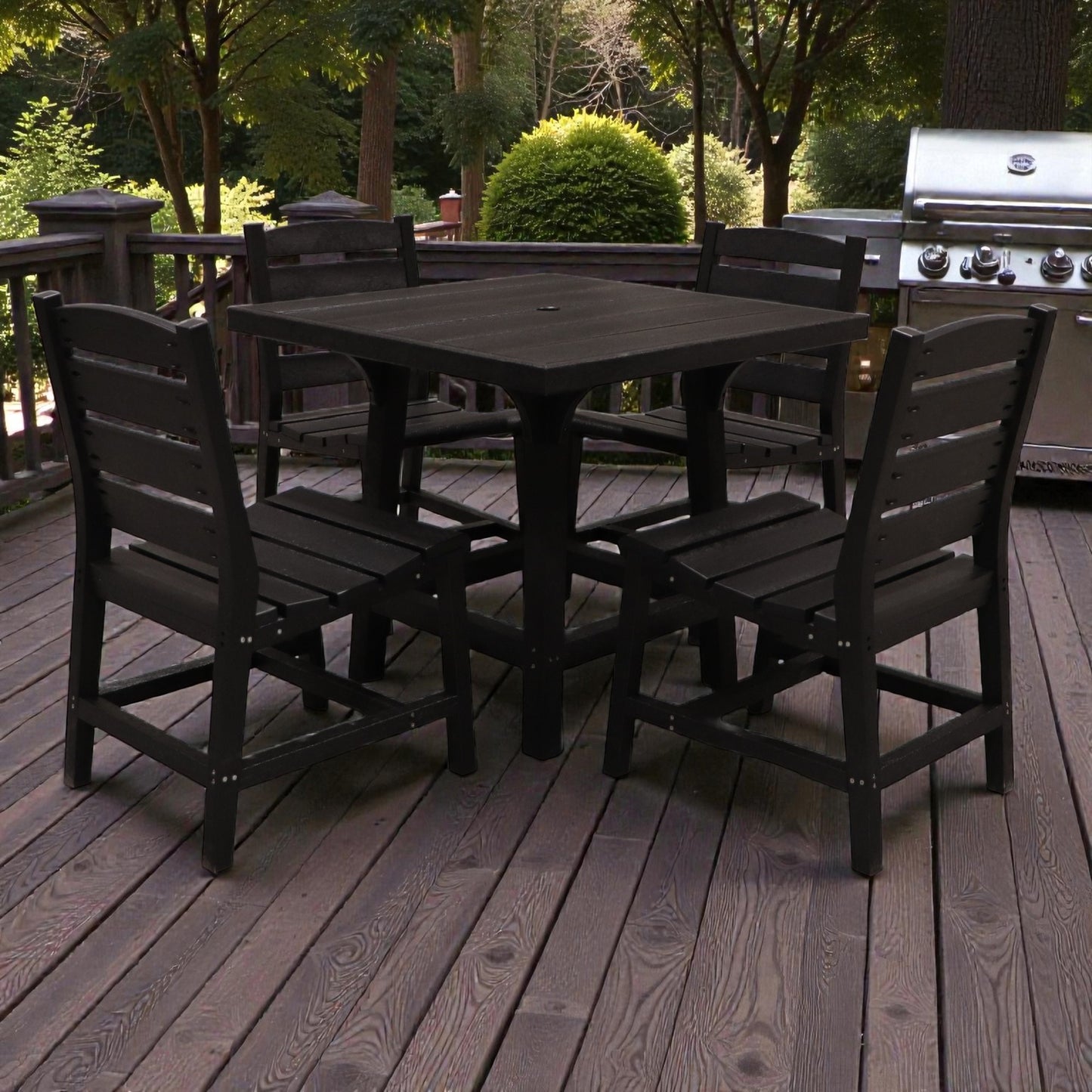 CR Plastics 36" Square Dining Table with Napa Side Chairs