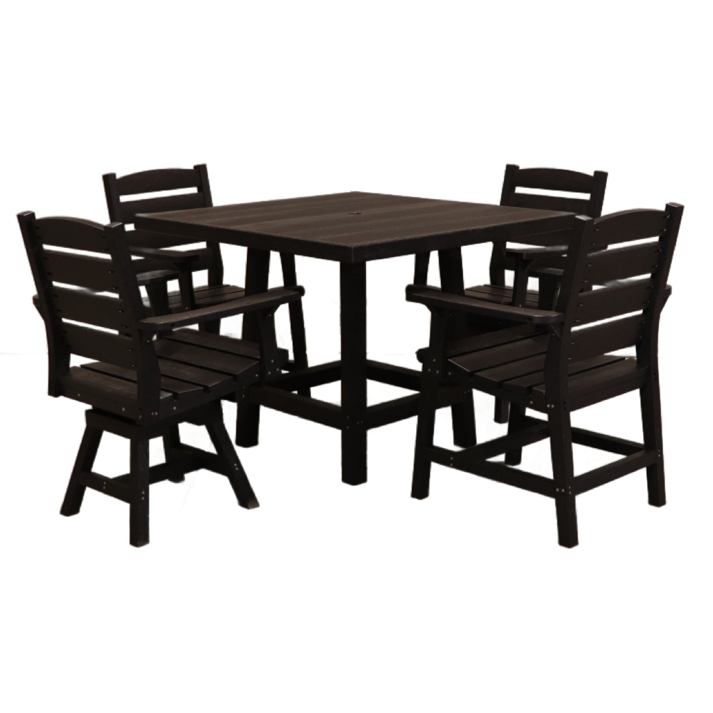 CR Plastics 40" Square Dining Table with Napa Dining Arm & Swivel Chairs