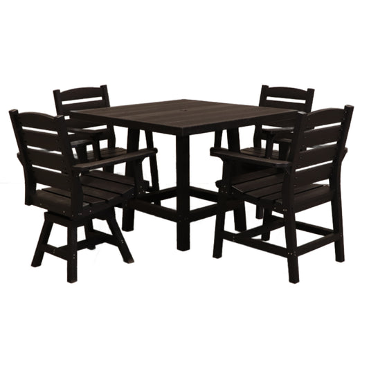 CR Plastics 40" Square Dining Table with Napa Dining Arm & Swivel Chairs