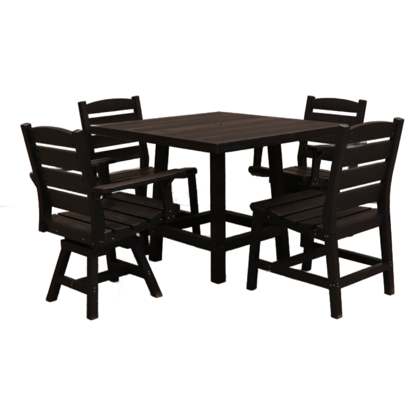 CR Plastics 40" Square Dining Table with Napa Dining Side & Swivel Chairs