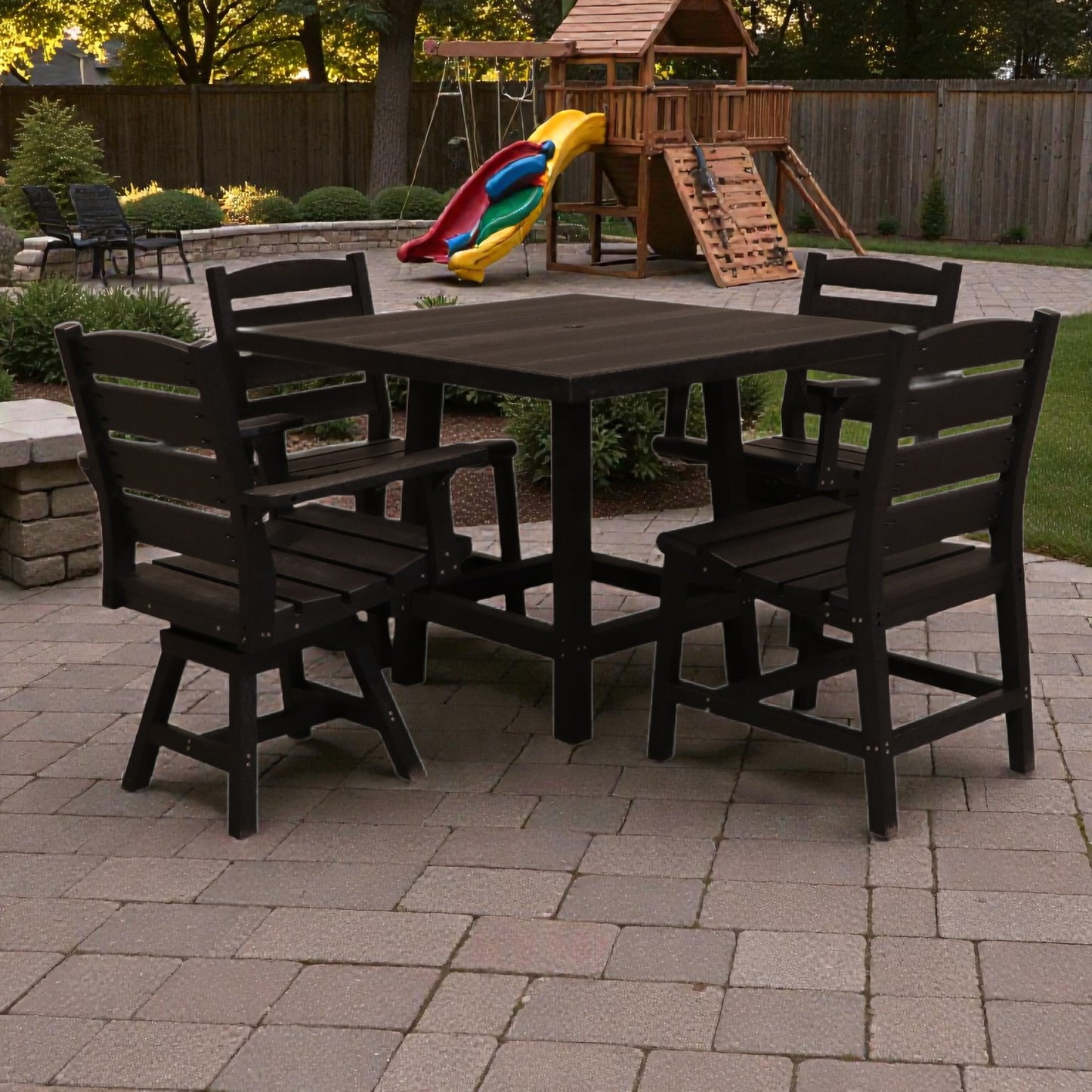 CR Plastics 40" Square Dining Table with Napa Dining Side & Swivel Chairs