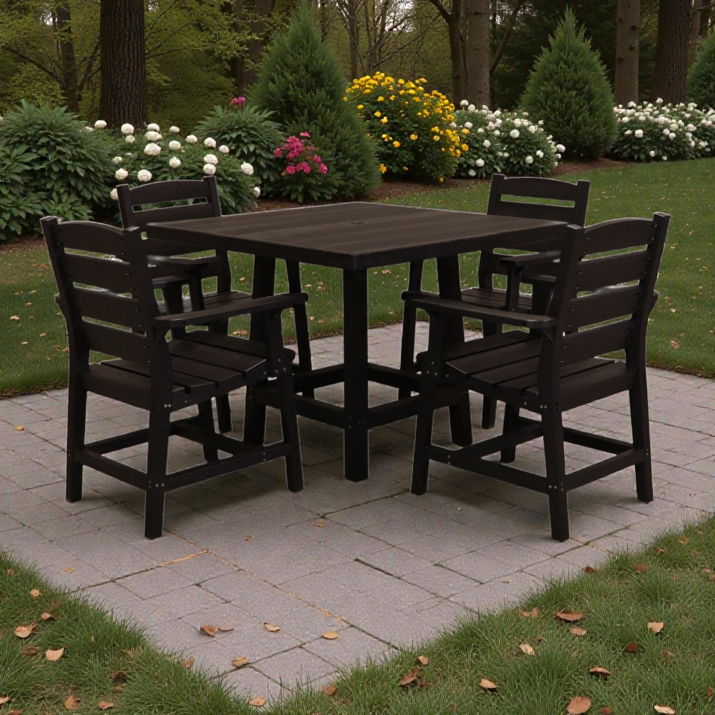 CR Plastics 40" Square Dining Table with Napa Dining Arm Chairs