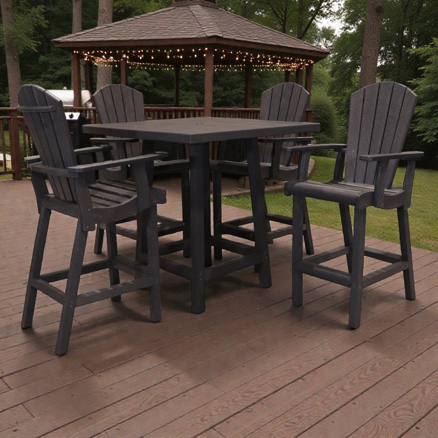 CR Plastics 40" Sq Pub Table with Classic Pub Arm Chairs