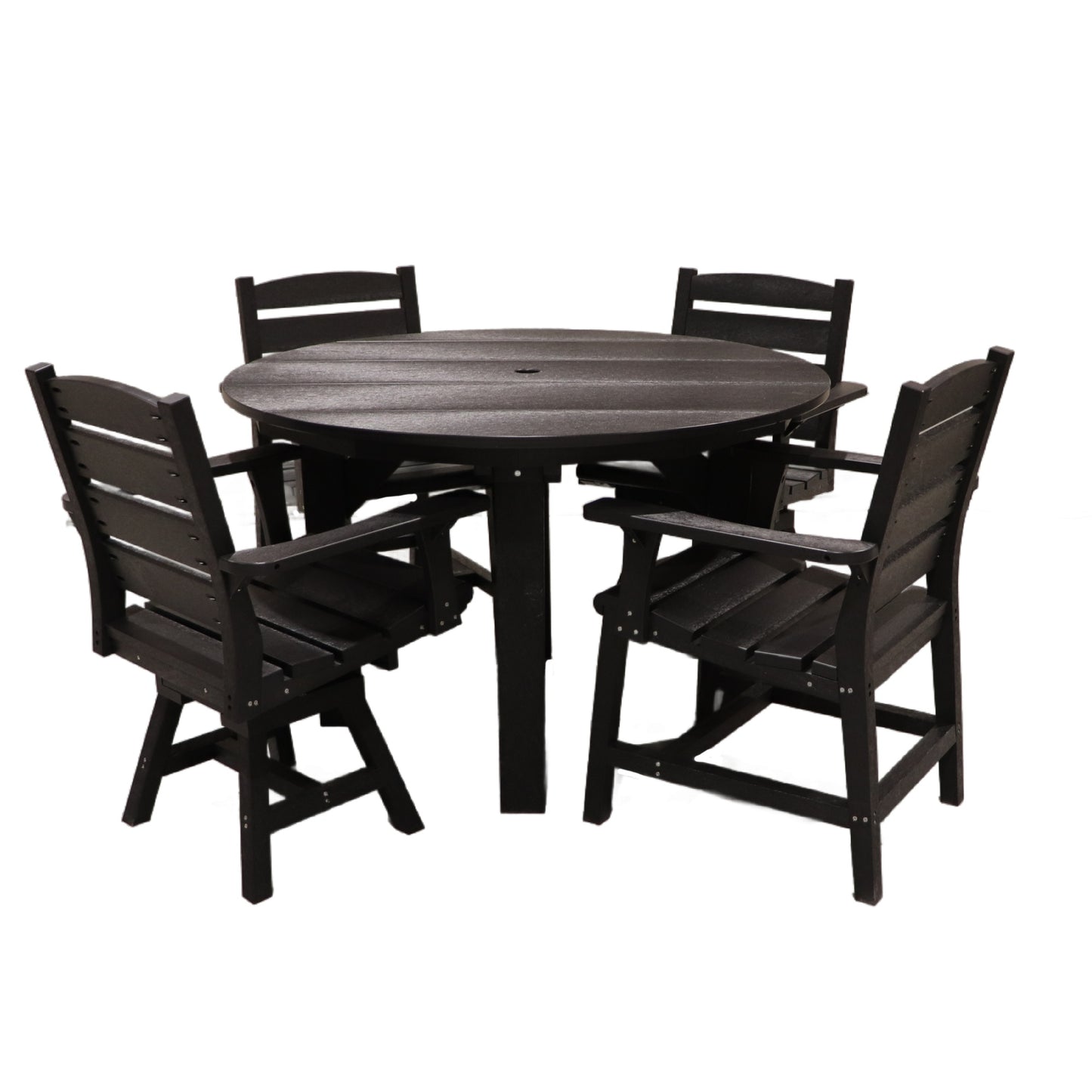 CR Plastics 48" Dining Table with Napa Arm and Swivel Chairs