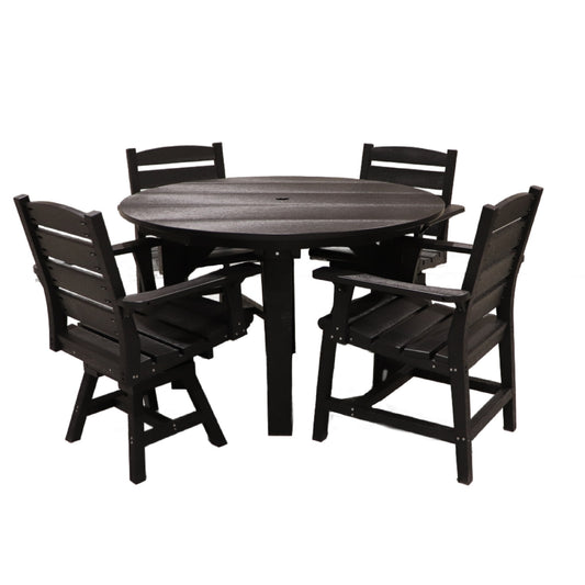 CR Plastics 48" Dining Table with Napa Arm and Swivel Chairs