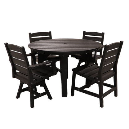 CR Plastics 48" Dining Table with Napa Side and Swivel Chairs