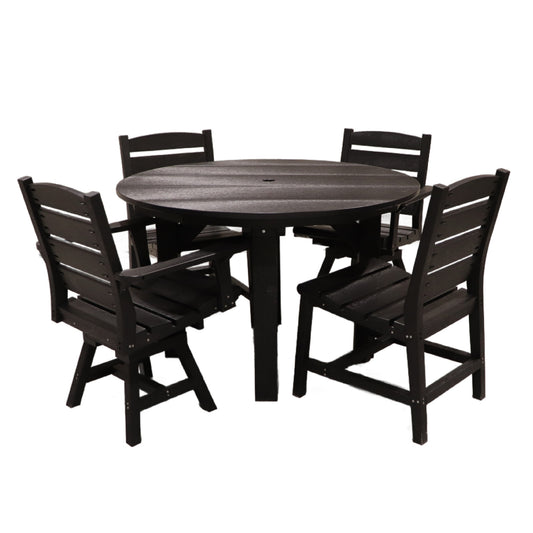 CR Plastics 48" Dining Table with Napa Side and Swivel Chairs