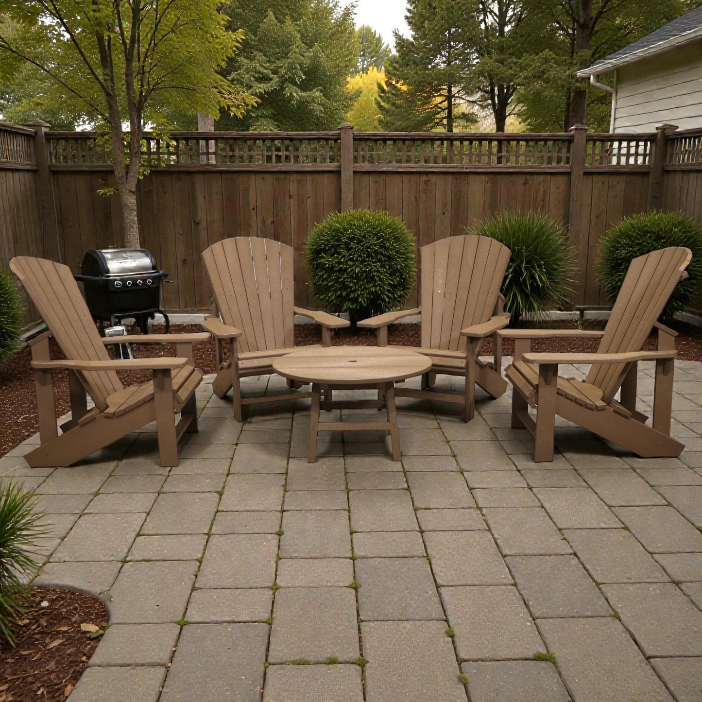 CRPlastics C01 Adirondack Chairs with Cocktail Table