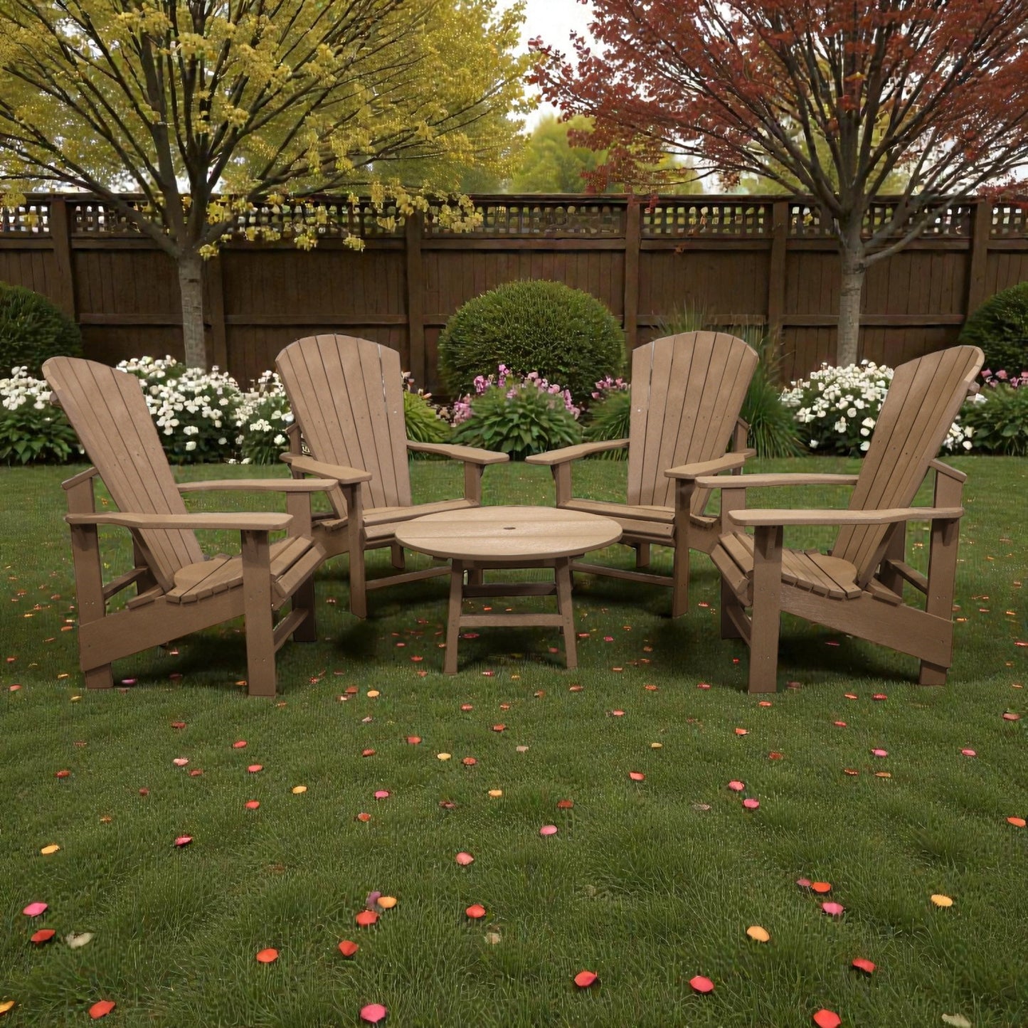 CRPlastics C03 Upright Adirondack Chairs with Cocktail Table