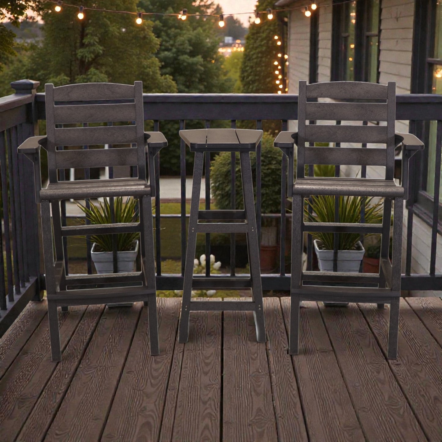 CR Plastics Bar Height Small Table with Napa Pub Arm Chairs Set