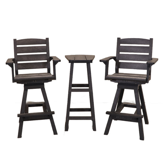 CR Plastics Bar Height Small Table with Napa Pub Swivel Chairs Set