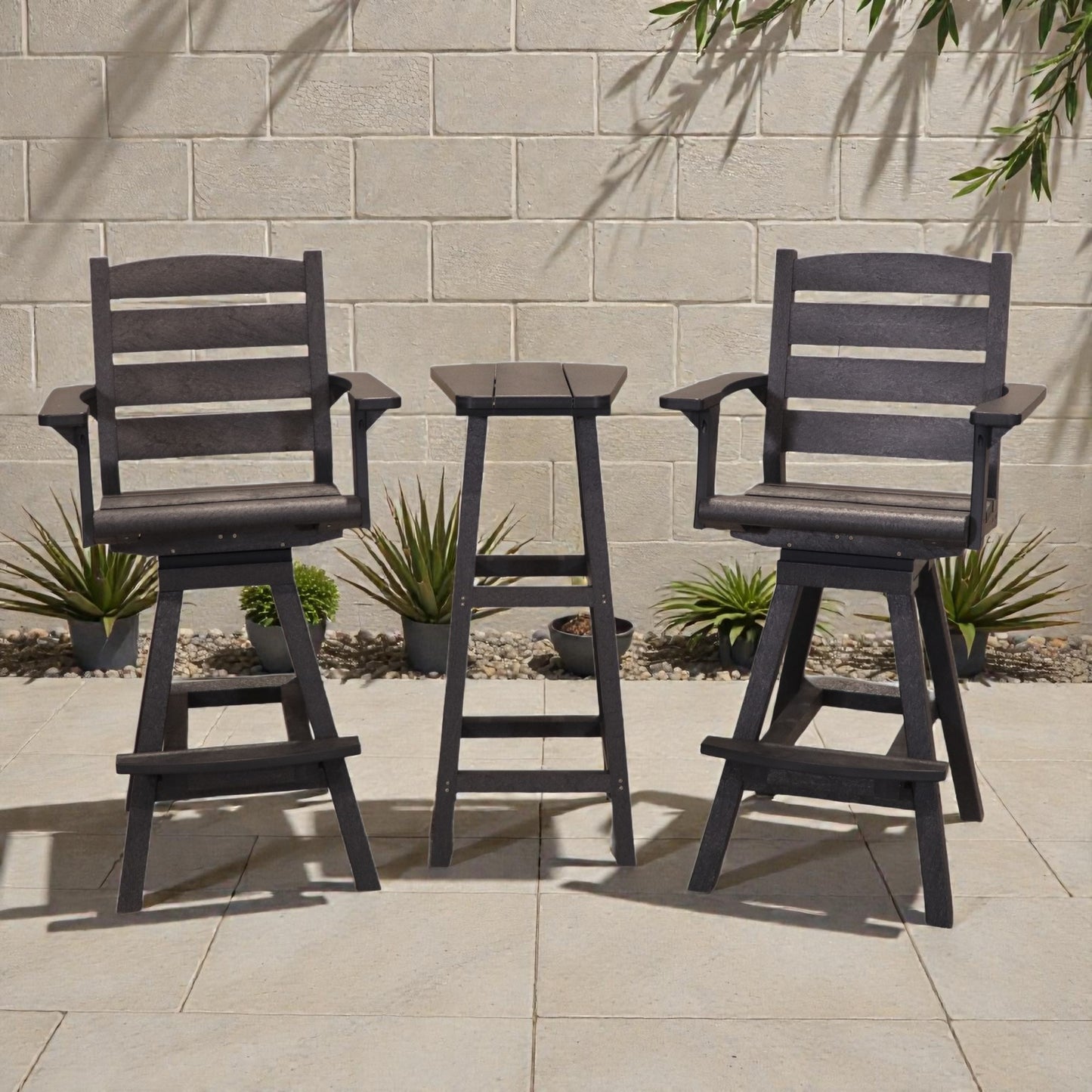 CR Plastics Bar Height Small Table with Napa Pub Swivel Chairs Set