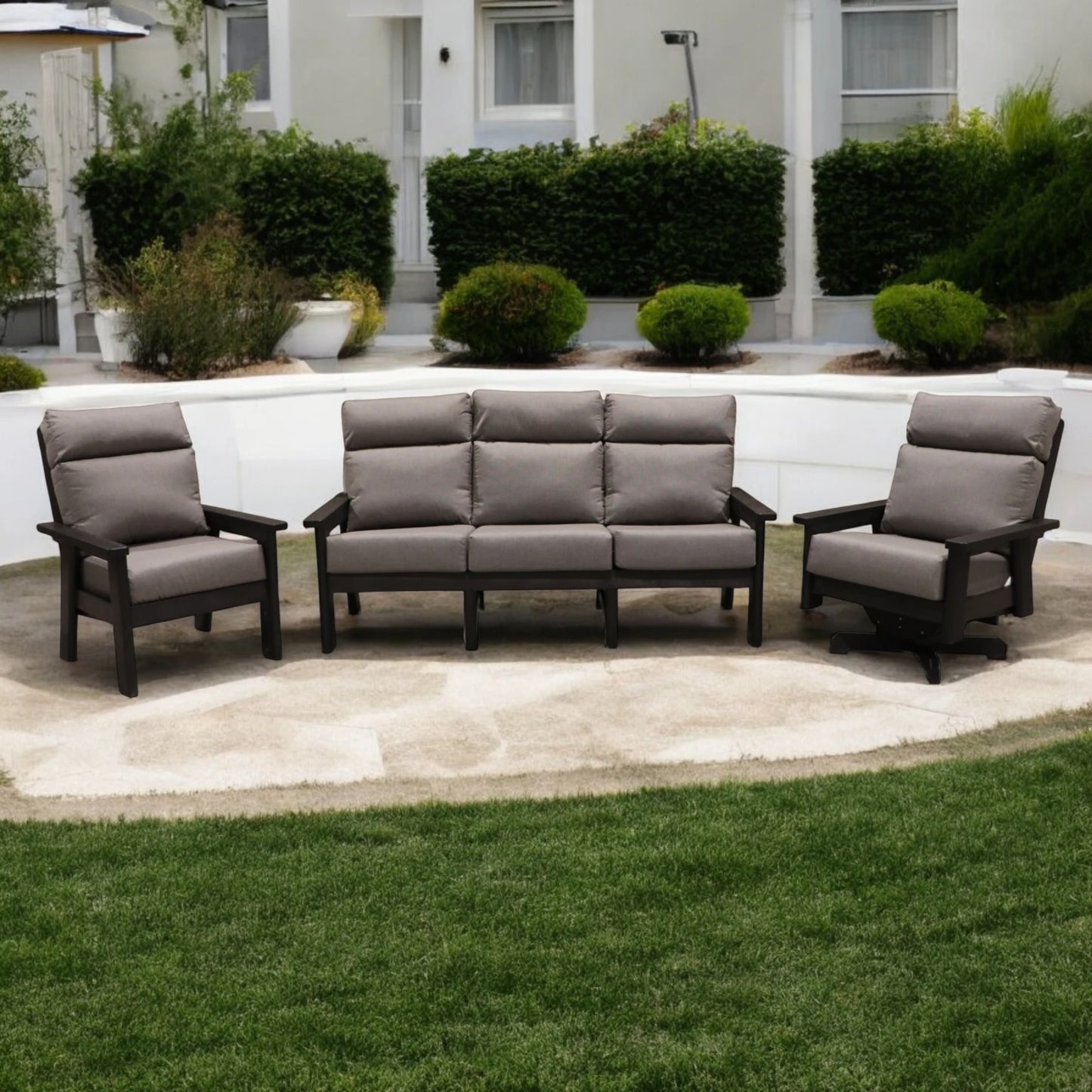 CR Plastics Charleston Sofa with Chair and Swivel Chair Set